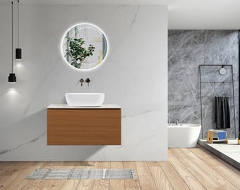 Simon 36″ Wall Mount Vanity With Integrated black Sink