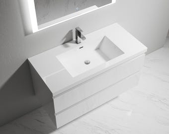 Alma-Pre 42" Wall Mounted Vanity With Integrated Sink