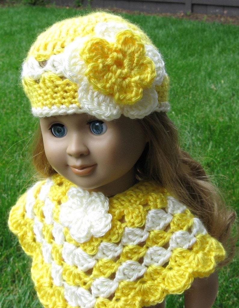 Pattern in PDF crocheted doll poncho for American Girl Etsy