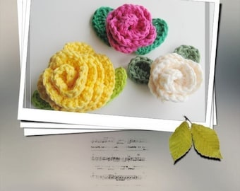 Pattern in PDF -- Crocheted Rose Flower applique