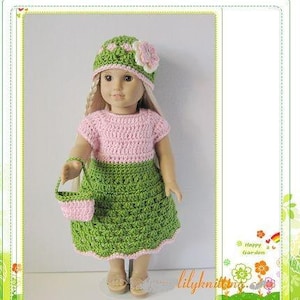 Pattern in PDF -- crocheted doll clothes dress for American Girl, Gotz or similar 18 inches dolls -- Doll Dress 18