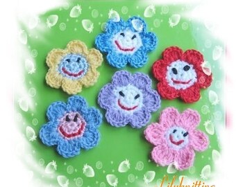 PATTERN in PDF crocheted flower applique -- Smile Face