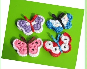 Butterfly PATTERN  crocheted butterfly applique  Butterfly