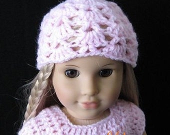 PATTERN in PDF -- crocheted doll hat/beanie for American girl, Gotz or similar 18 inches dolls (Doll Hat 16)
