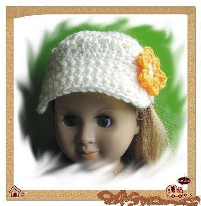 PATTERN Crocheted Doll Cap/hat for American Girl, Gotz or Similar 18