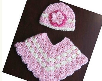 PATTERN Crocheted baby toddler Poncho -- 12 - 24 months and 2T - 4T