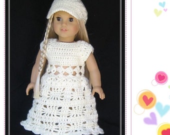 PATTERN in PDF -- Crocheted doll dress for American Girl, Gotz or similar 18 inches dolls -- Doll Dress 13