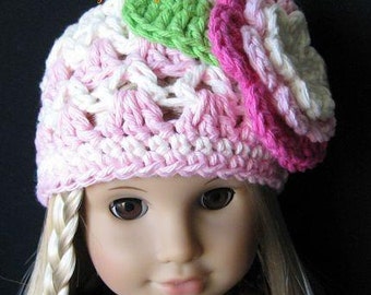 PATTERN in PDF -- Crocheted Doll Hat Flapper Beanie for American girl, Gotz, Blythe or similar 15 to 18 inches dolls -- Doll Hat 22