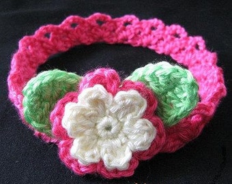 Headband PATTERN Crocheted flower headband in All Sizes (Newborn baby to Lady size) -- Headband 24