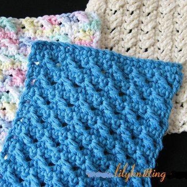 Pattern in PDF -- Crocheted dishcloth/washcloth/ragcloth textured dishcloth -- Dishcloth 28