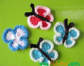 PATTERN in PDF crocheted flower applique -- Butterfly 3