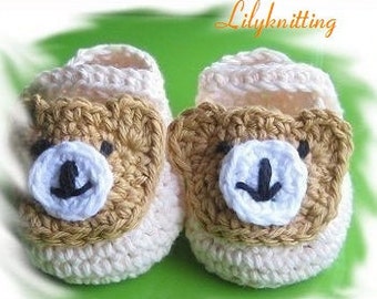 Pattern in PDF -- crocheted bear baby booties/shoes/maryjane -- newborn