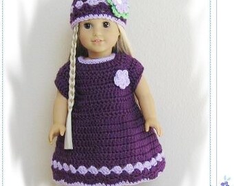 Pattern in PDF -- crocheted doll clothes dress for American Girl, Gotz, blythe or similar 18 inches dolls -- Doll Dress 17