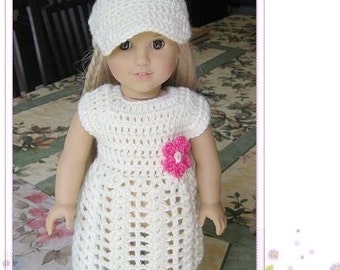 Pattern crocheted doll clothes dress for American Girl, Gotz or similar 18 inches dolls -- Doll Dress 9