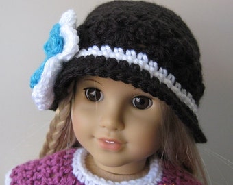 Pattern in PDF crocheted doll hat for American Girl, Gotz or similar 18 inches dolls -- Doll Hat 30