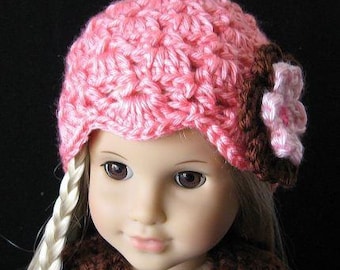 PATTERN in PDF -- Crocheted Doll Beanie Hat for American girl, gotz, my twin or similar 18 inches dolls (Doll Hat 24)