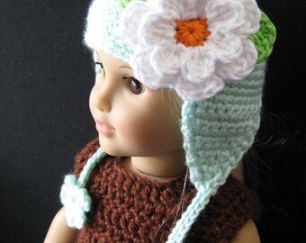 PATTERN in PDF Crocheted beanie for American Girl, my twin, Gotz or similar 18 inches dolls ( Doll Hat 17)