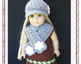 PATTERN in PDF crocheted doll cap hat for American girl, gotz, my twin or similar 18 inches dolls (Doll Hat 15)