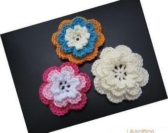 PATTERN in PDF Crocheted large layer flower applique