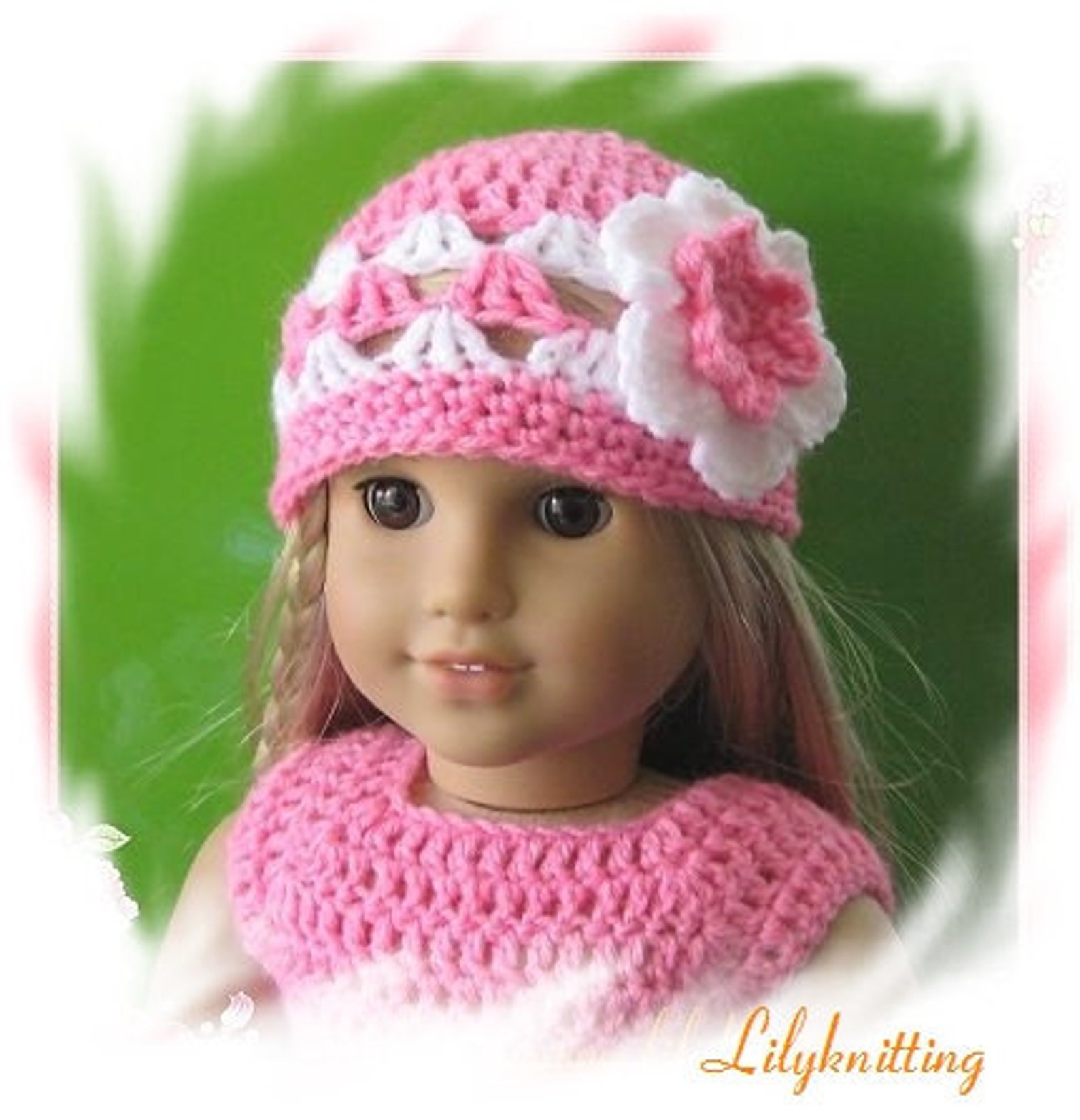 PATTERN in PDF Crocheted Doll Hat for American Girl, Gotz or Similar 18