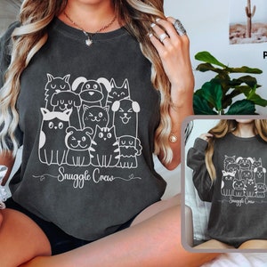 SNUGGLE CREW Comfort Colors Shirt, Cute Line Art Shirt, Pet Owners Apparel, Snuggle Squad Shirt, Animal Snuggle Squad Tshirt & Sweatshirt