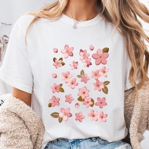 Sakura Flower Comfort Colors T-Shirt, Pink Cherry Blossom Aesthetic Tee, Japanese Sakura Graphic Shirt, Spring Anime Floral Gift for Her