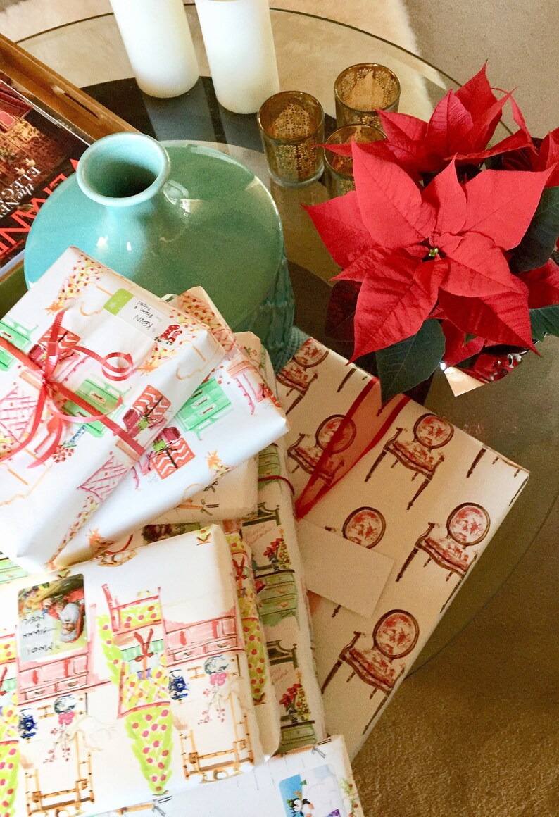 Christmas Gift Wrap Holiday Wrap Chinoiserie Furniture Etsy