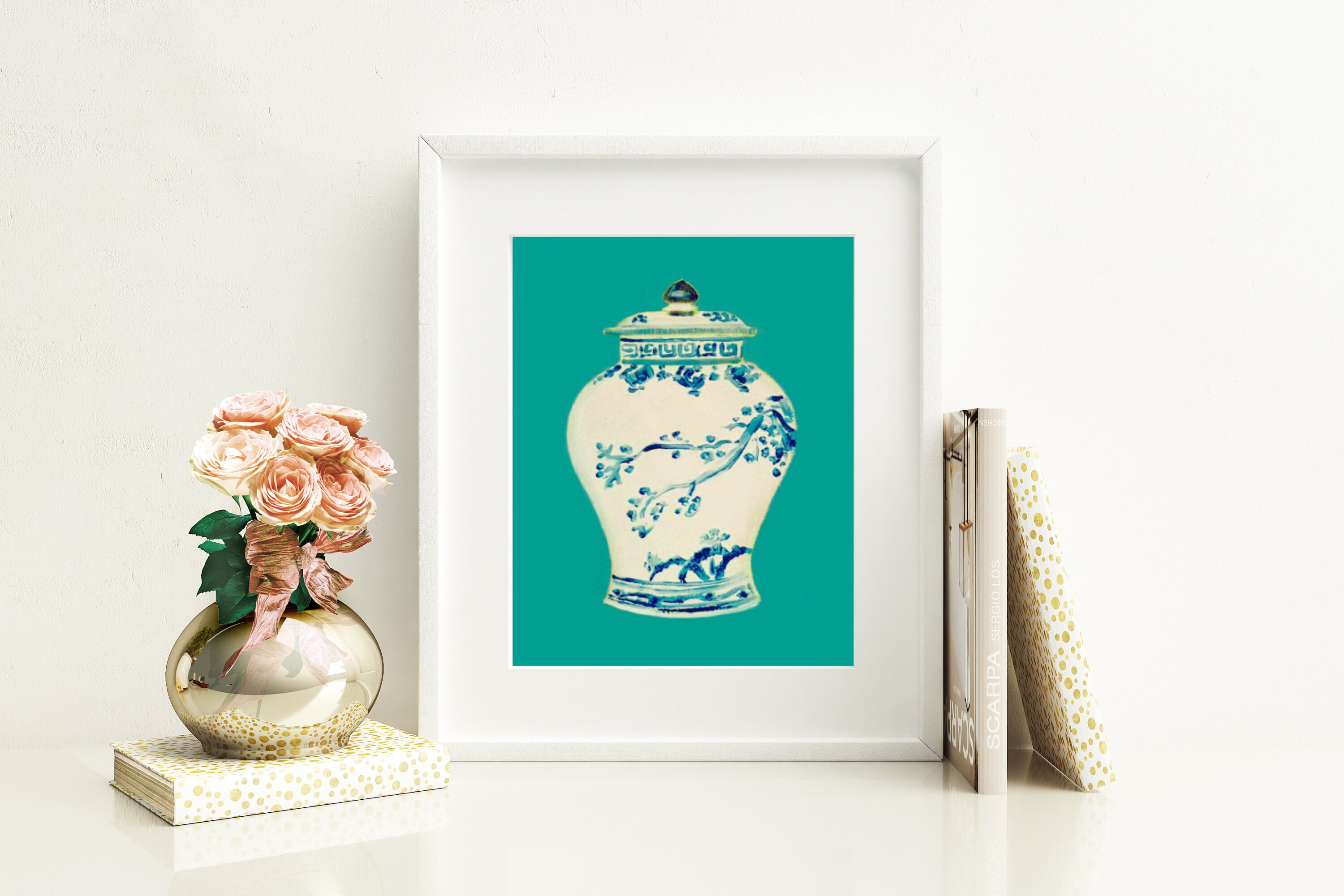 Ginger Jar Art Print Pop of Color Aquamarine Vase Fine Art Etsy
