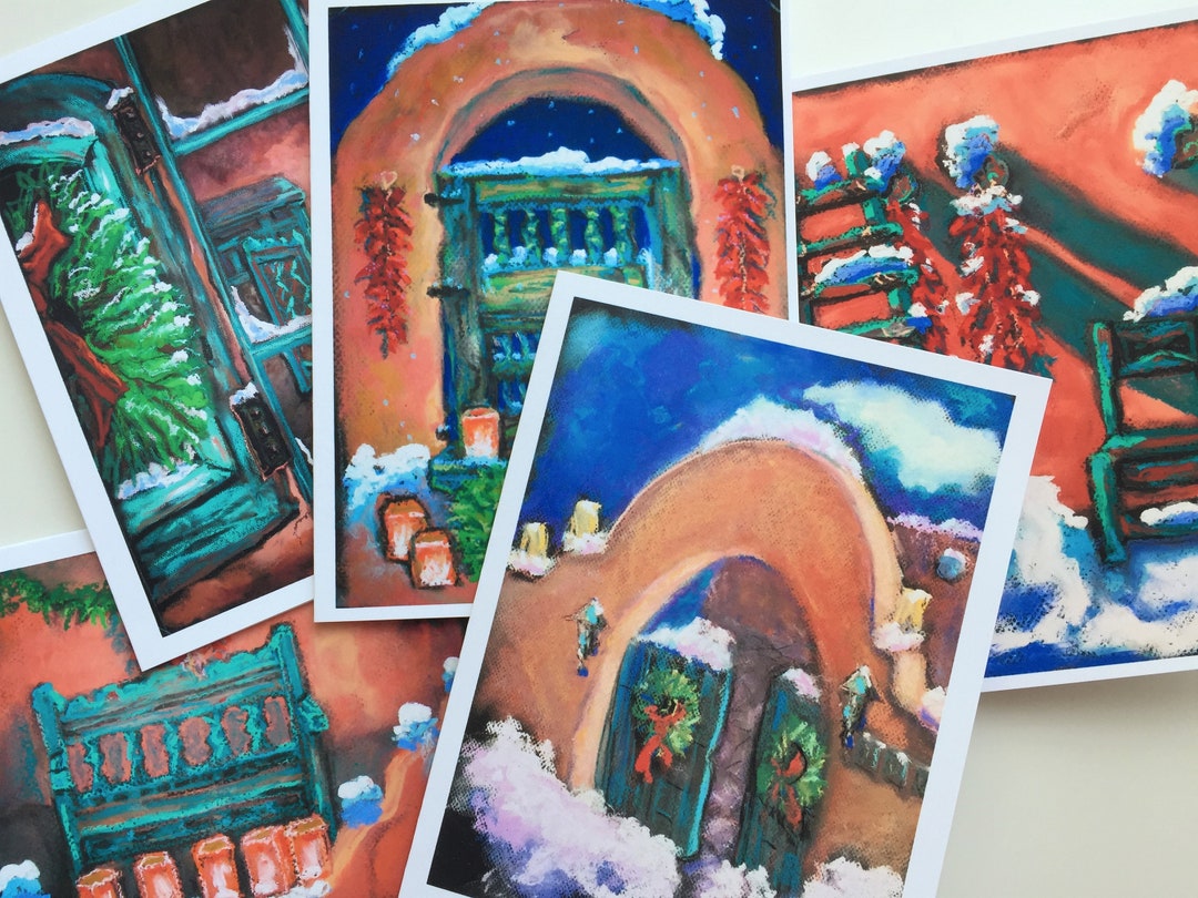 Southwest Note Cards Santa Fe Christmas Winter or Holiday Etsy