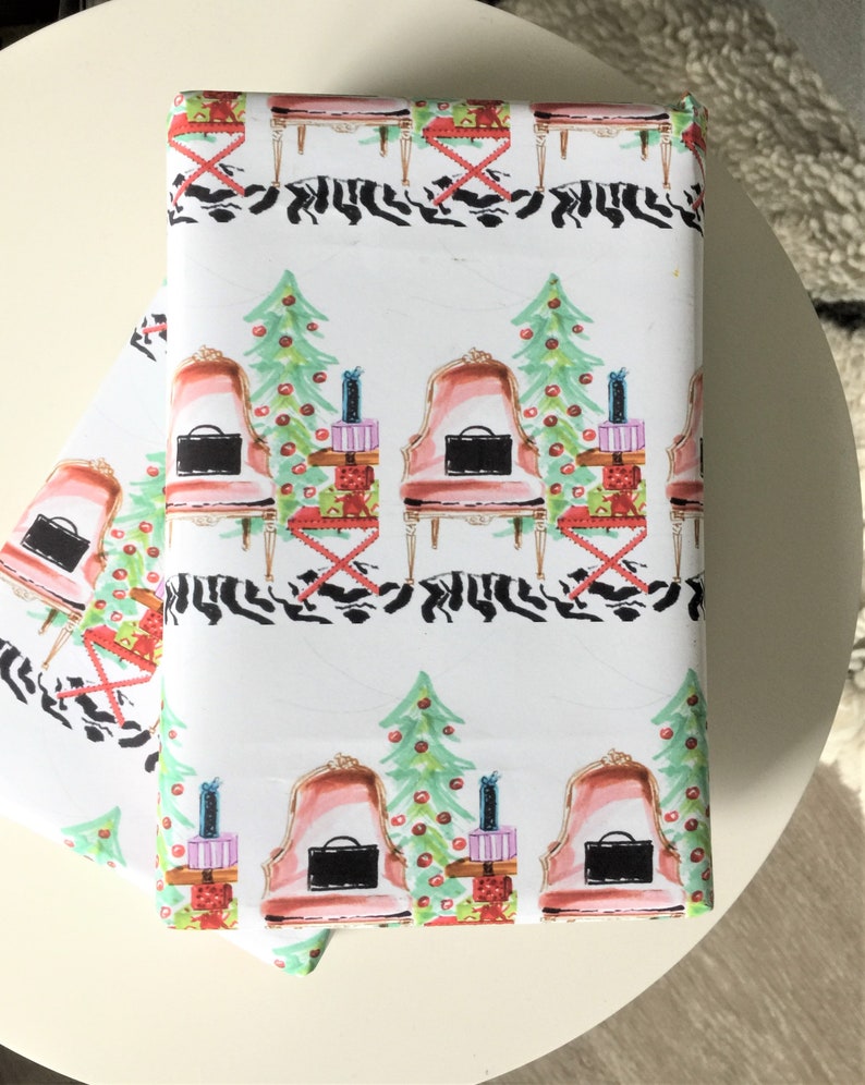 Christmas Gift Wrap French Chair Christmas Rolled Paper Wrapping Paper Festive Chic Interior