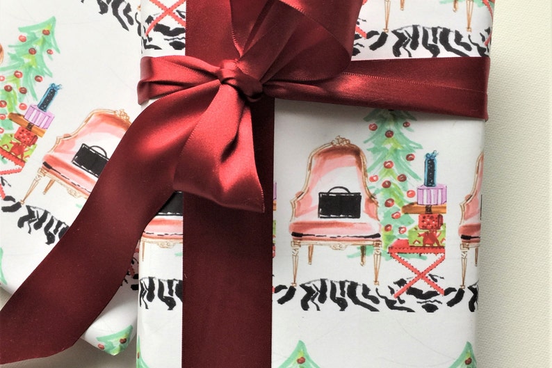 Christmas Gift Wrap French Chair Christmas Rolled Paper Wrapping Paper Festive Chic Interior