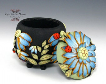 Blue Flower Pot, Polymer Clay