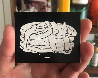 Pancake Cat Vinyl Sticker by Deth P. Sun