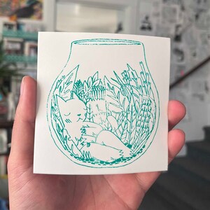 Cat in Terrarium Vinyl Sticker by Deth P. Sun image 1