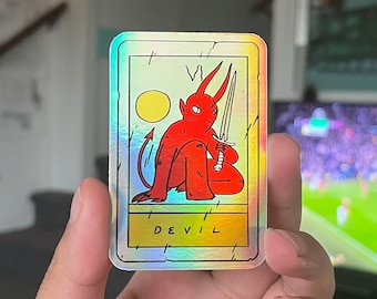 Devil Tarot Card Holographic Sticker