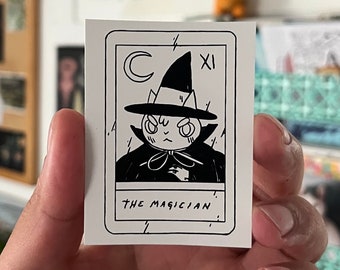 Magician Cat Tarot Card Vinyl Sticker by Deth P. Sun