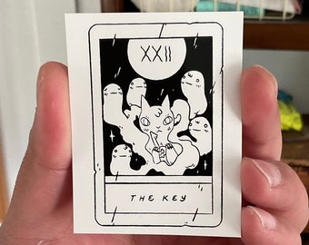 The Key Cat Tarot Card Vinyl Sticker by Deth P. Sun