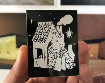 Little House Cat Vinyl Sticker by Deth P. Sun