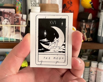The Moon Cat Tarot Card Vinyl Sticker by Deth P. Sun