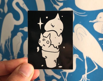 Ice Cream Cat Vinyl Sticker by Deth P. Sun