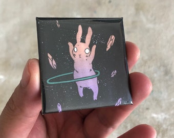 Hula Hooping Rabbit in Space Magnet