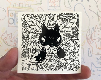 Cat with Star in Jungle Vinyl Sticker by Deth P. Sun