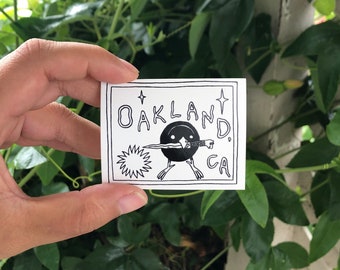 Oakland Bird with Knife B&W Vinyl Sticker by Deth P. Sun