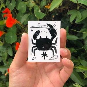 Crab with Knife Vinyl Sticker by Deth P. Sun image 1