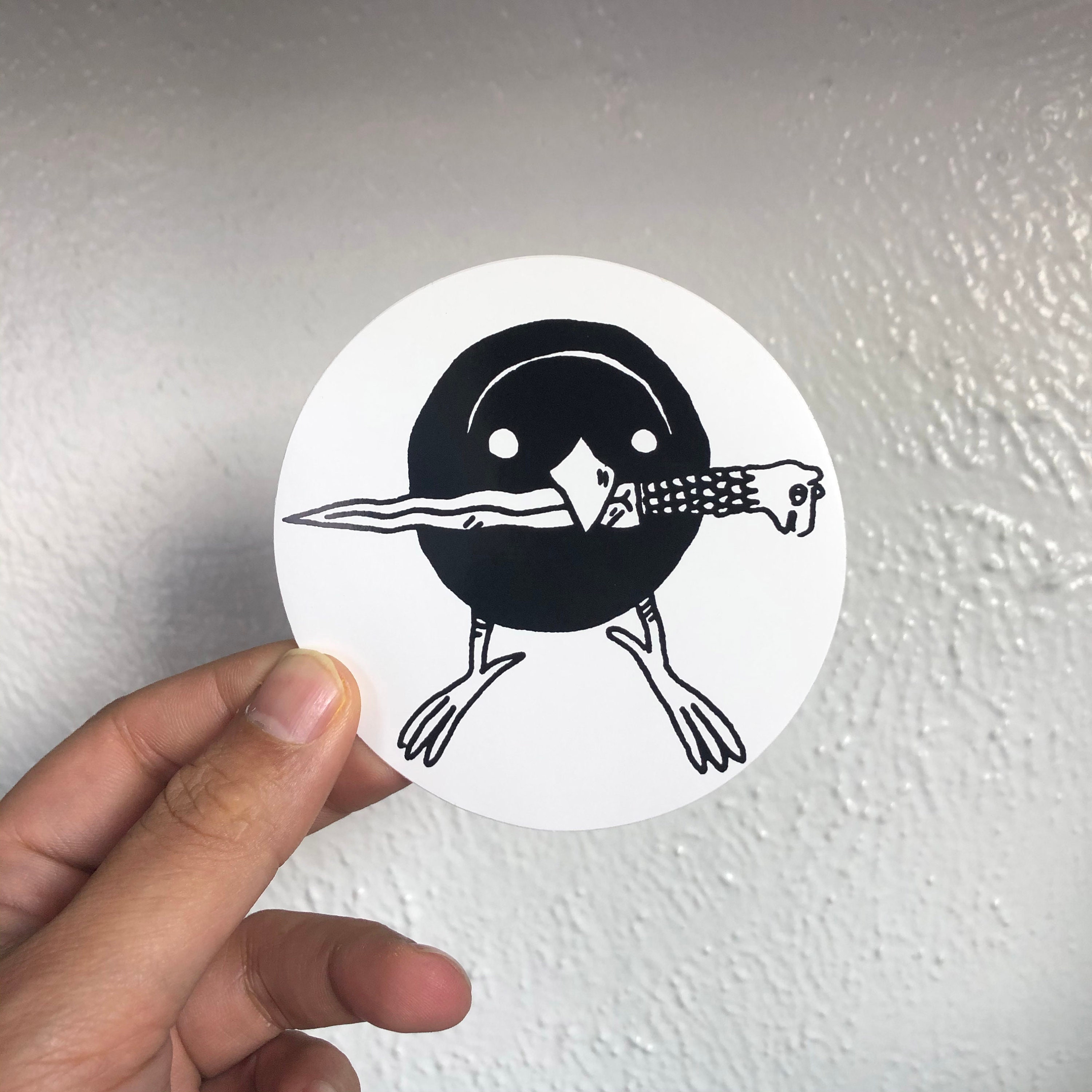 Bird with Knife Vinyl Sticker by Deth P. Sun