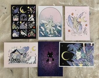 Deth P. Sun Postcard Set 2 - Cat Art/Illustration/Drawing