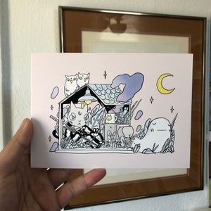 Impressão de cartão postal de gato doméstico irritado por Deth P. Sun