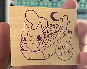 Hot Dog Cat Purple on Gold Foil Sticker by Deth P. Sun