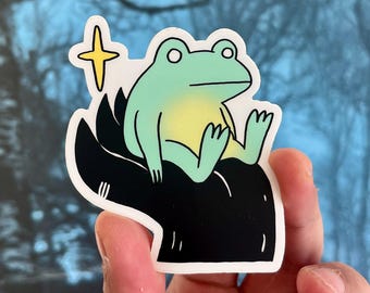 Frog in Hand Vinyl Sticker