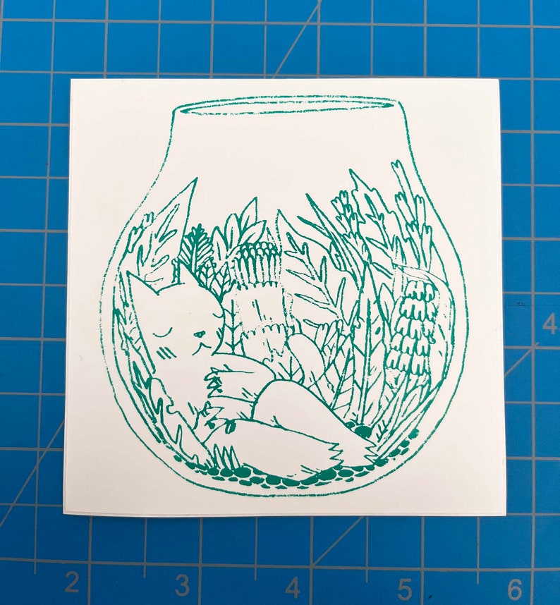 Cat in Terrarium Vinyl Sticker by Deth P. Sun image 3